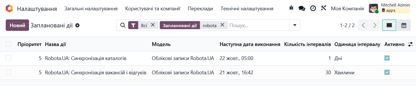 odoo technical settings automation robota ua scheduled actions